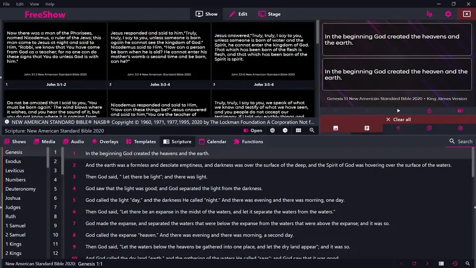 Preview of software. Drawer with templates open.